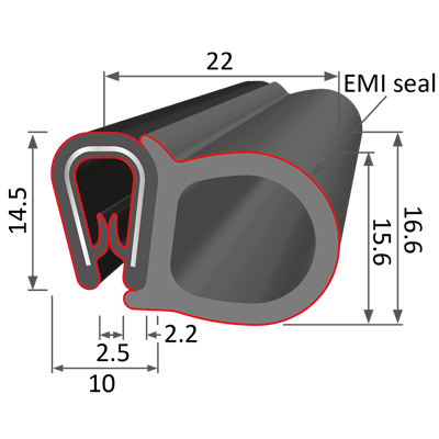 Big side clip-on gasket technical drawing