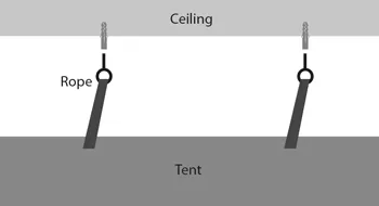 Faraday shielded tent adjustable rope ceiling