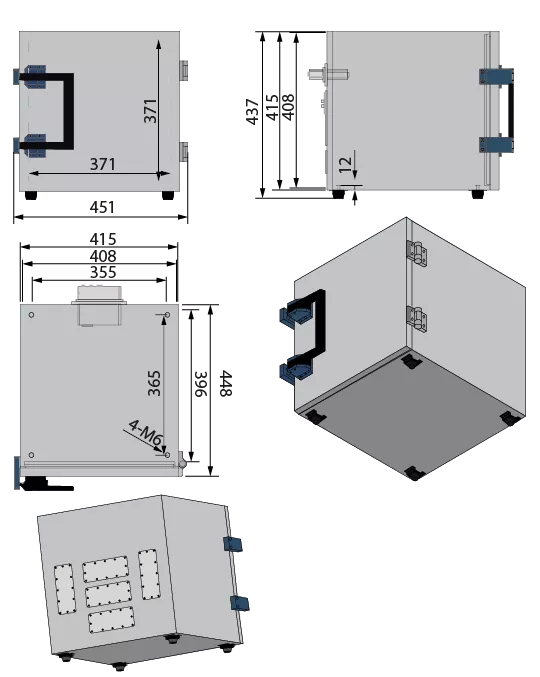 Medium desktop measurement box technical drawing