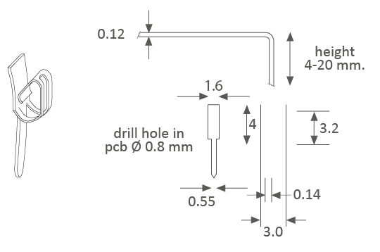 PCB-afscherming montage P technische tekening