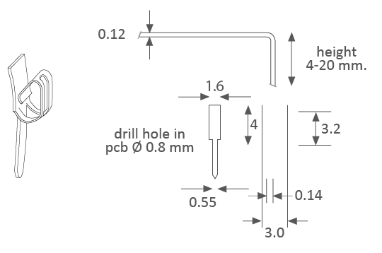 PCB-afscherming montage P technische tekening