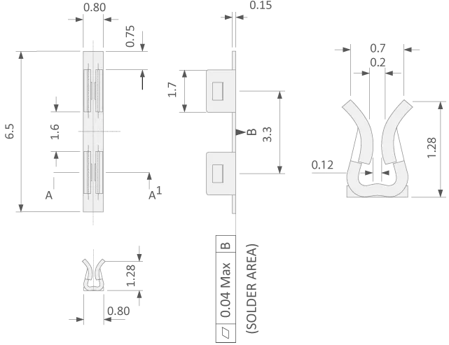 PCB-afscherming montage Kleine clip TC technische tekening