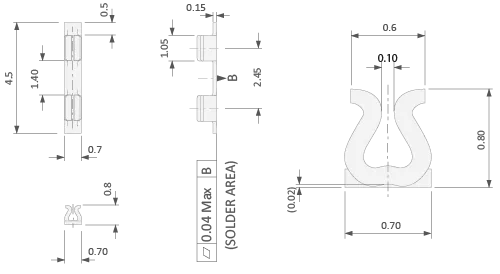 PCB-afscherming montage UTC-clip technische tekening