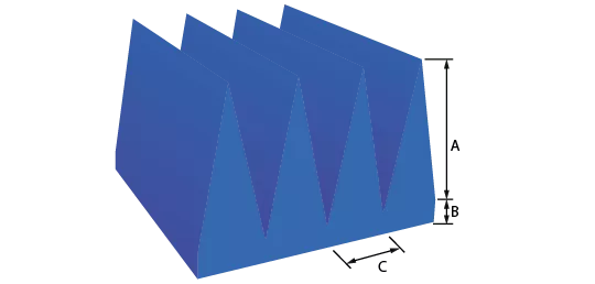 PU foam based wedge absorbers technical drawing