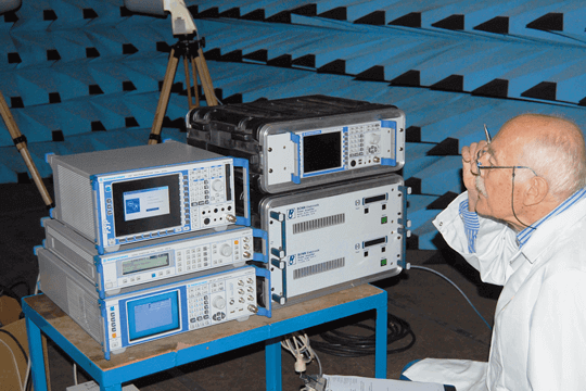 Radio frequency field-strength measurements on location anechoic chamber measurement