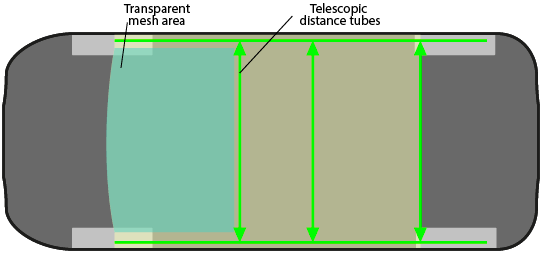 Shielding for cars (signal jammer) technical drawing top view