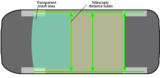 Shielding for cars (signal jammer) technical drawing top view