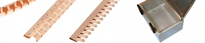 Overzicht van vingerstrips van berylliumkoper: 2100 clip-on bevestigingsvingerstrip