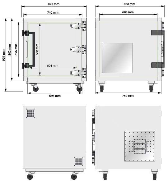 big mobile measurement box technical drawing dimensional