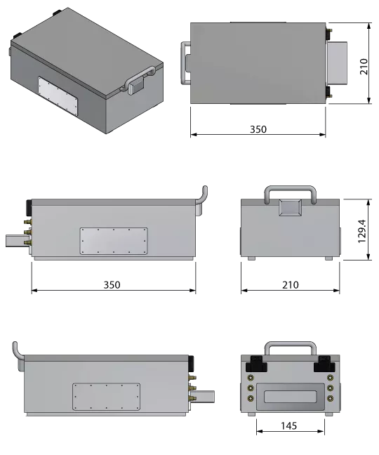 Compacte afgeschermde experimenteerbox Technische tekening afmetingen