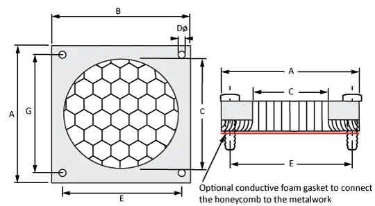 Honeycomb fan shield technical drawing
