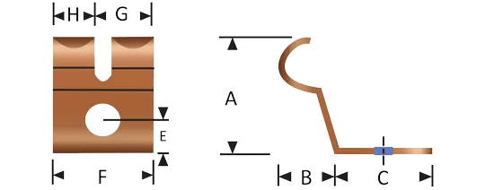 Voorbeeld van een technische tekening van een vinger onder een hoek van 90 graden