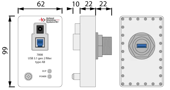 USB 3.1 gen 2 filter type AB 78901 technical drawing
