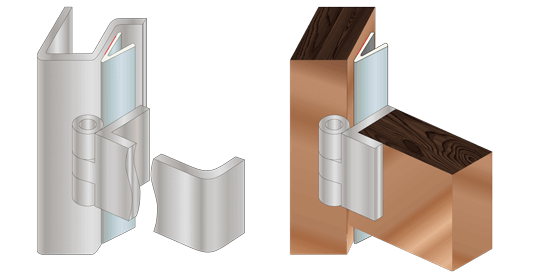v-shape EMI/RFI shielding gaskets metal wooden door